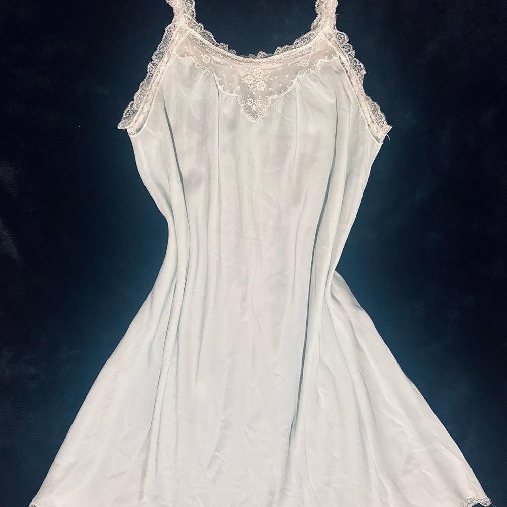 Vtg Christian Dior Lace Chemise with Spaghetti Straps